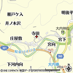 愛知県豊田市大内町寺田周辺の地図