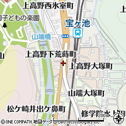 京都府京都市左京区上高野下荒蒔町周辺の地図