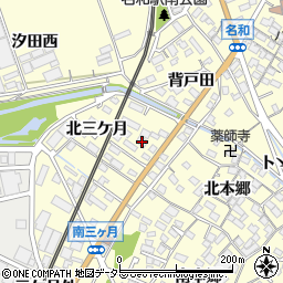愛知県東海市名和町（北三ケ月）周辺の地図