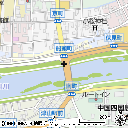 岡山県津山市船頭町周辺の地図