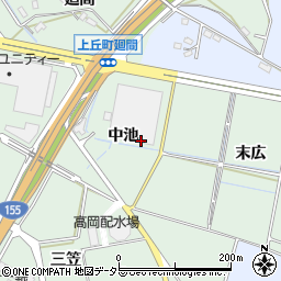愛知県豊田市上丘町（中池）周辺の地図