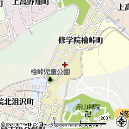 京都府京都市左京区修学院檜峠町周辺の地図