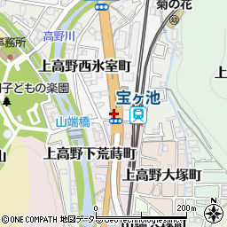 京都府京都市左京区上高野上荒蒔町周辺の地図