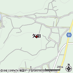 岡山県美作市矢田周辺の地図