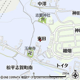 愛知県豊田市松平志賀町東田周辺の地図