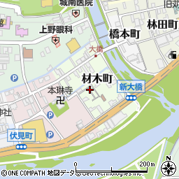 岡山県津山市材木町周辺の地図