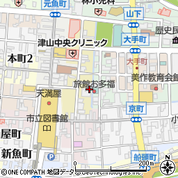 岡山県津山市二階町周辺の地図