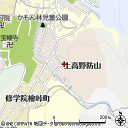 京都府京都市左京区上高野防山周辺の地図