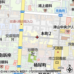 岡山県津山市本町周辺の地図