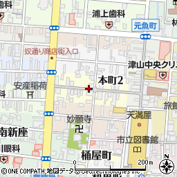 岡山県津山市本町周辺の地図
