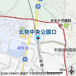 三岐鉄道株式会社　北勢中央公園口駅周辺の地図