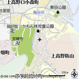 京都府京都市左京区上高野掃部林町周辺の地図