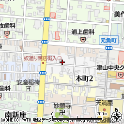 岡山県津山市鍛治町周辺の地図