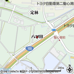 愛知県豊田市上丘町（八ツ田）周辺の地図
