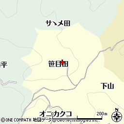 愛知県豊田市大内町笹目田周辺の地図