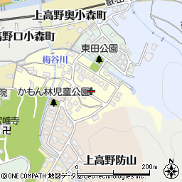 京都府京都市左京区上高野東田町周辺の地図