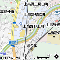 京都府京都市左京区上高野野上町周辺の地図
