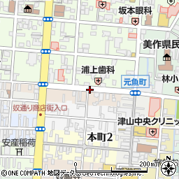 岡山県津山市下紺屋町周辺の地図