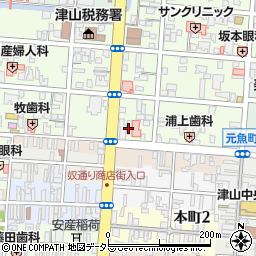 ローソン津山田町店周辺の地図