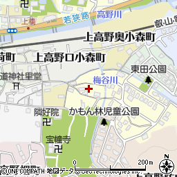京都府京都市左京区上高野奥東野町周辺の地図