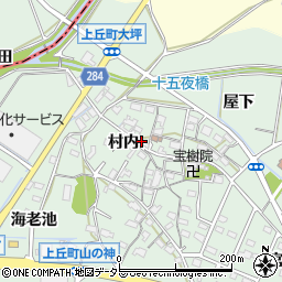 愛知県豊田市上丘町（村内）周辺の地図