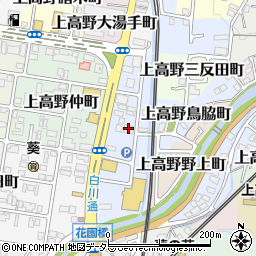 京都府京都市左京区上高野車地町周辺の地図