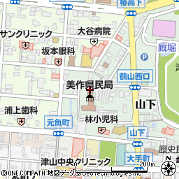 岡山県美作県民局　農林水産事業部・美作広域農業普及指導センター・担い手・農産班周辺の地図