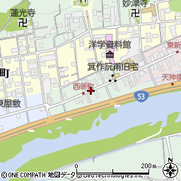 岡山県津山市西新町周辺の地図