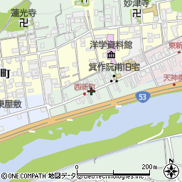岡山県津山市西新町周辺の地図