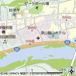 岡山県津山市東新町周辺の地図