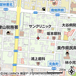 岡山県津山市田町周辺の地図