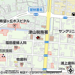 津山税務署周辺の地図