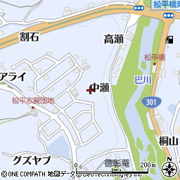 愛知県豊田市松平志賀町中瀬周辺の地図