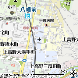 京都府京都市左京区上高野市川町1-16周辺の地図