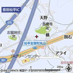愛知県豊田市松平志賀町四反田周辺の地図