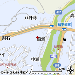 愛知県豊田市松平志賀町高瀬周辺の地図