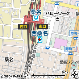 三岐鉄道株式会社　北勢線西桑名駅周辺の地図