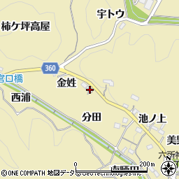 愛知県豊田市坂上町（金姓）周辺の地図