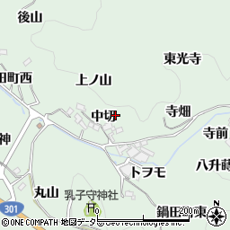 愛知県豊田市鍋田町中切周辺の地図