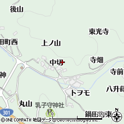 愛知県豊田市鍋田町（中切）周辺の地図