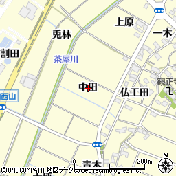 愛知県みよし市明知町中田周辺の地図