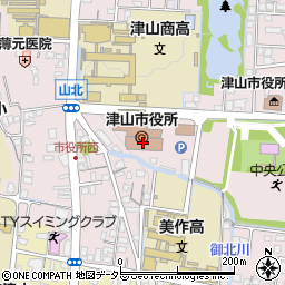 津山市役所都市建設部　都市計画課・建築指導審査係周辺の地図