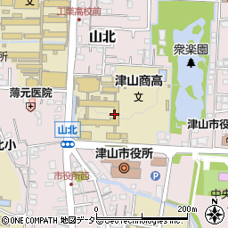 津山商業高等学校　事務室周辺の地図