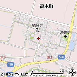 滋賀県東近江市高木町周辺の地図