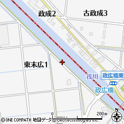 愛知県弥富市東末広町南飛島周辺の地図