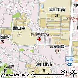 岡山県美作県民局津山児童相談所周辺の地図
