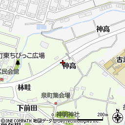 愛知県豊田市泉町神高2周辺の地図