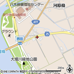 京都府南丹市八木町西田（愛染嶋）周辺の地図