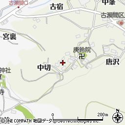 愛知県豊田市古瀬間町中切周辺の地図