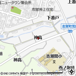 愛知県豊田市志賀町神高周辺の地図